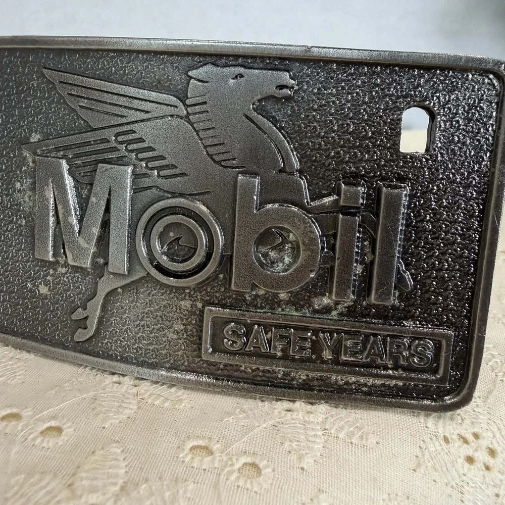 Vintage Mobil Safe Years Pegasus Belt Buckle Limited Edition Mobil‎ Oil